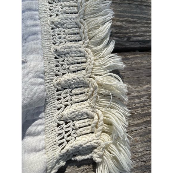 Vintage 1930s Art Deco Linen Fringed Pillow Cover Embroidered Vase Flowers - Picture 2 of 16